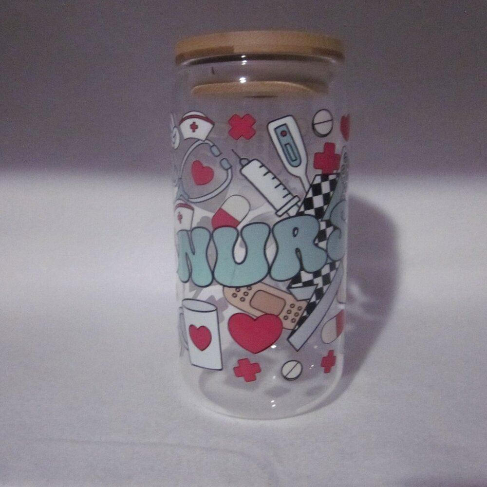 Nurse Glass Can Cup. ( Imperfection )